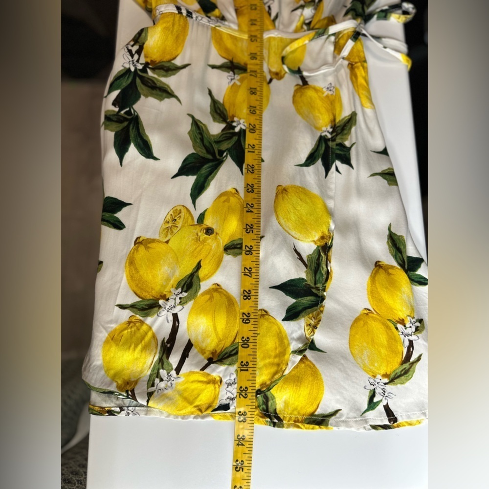 NWT Lulus A La Tart White and Yellow Lemon Print Wrap Dress Sz S - Picture 10 of 12